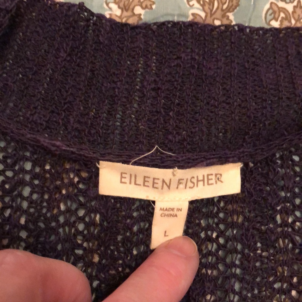 Eileen Fisher Purple Open Sweater Lightweight Knit
